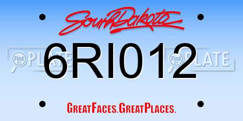 6RI012 South Dakota License Plate