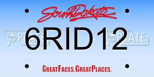 6RID12 South Dakota License Plate