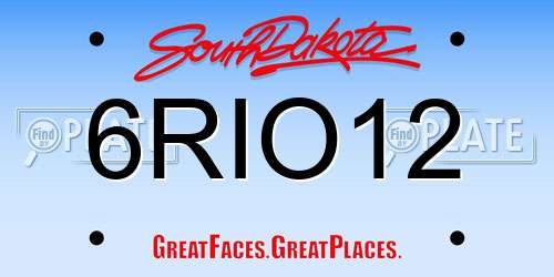 6RIO12 South Dakota License Plate