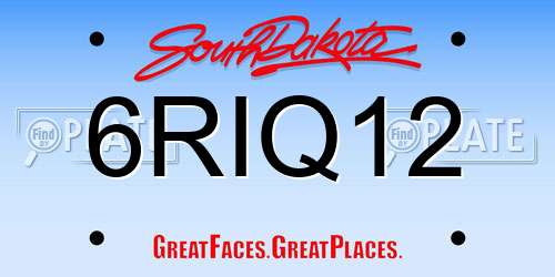 6RIQ12 South Dakota License Plate