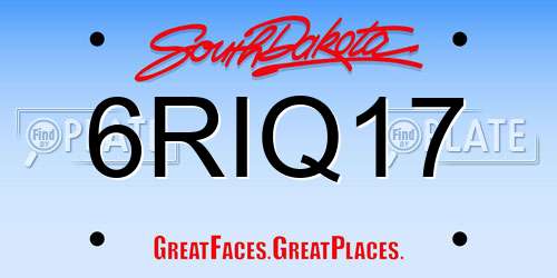 6RIQ17 South Dakota License Plate