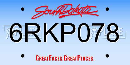 6RKP078 South Dakota License Plate