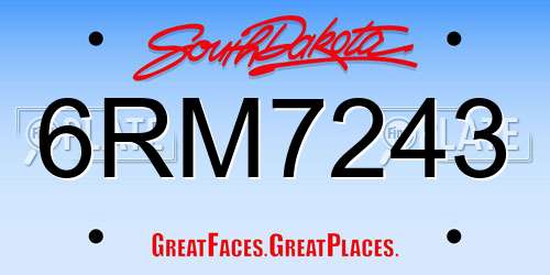 6RM7243 South Dakota License Plate