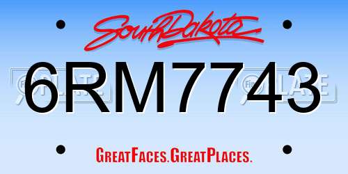 6RM7743 South Dakota License Plate