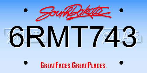6RMT743 South Dakota License Plate