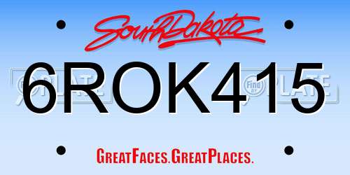 6ROK415 South Dakota License Plate