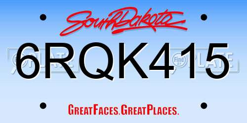 6RQK415 South Dakota License Plate