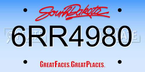 6RR4980 South Dakota License Plate