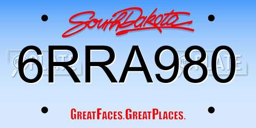 6RRA980 South Dakota License Plate