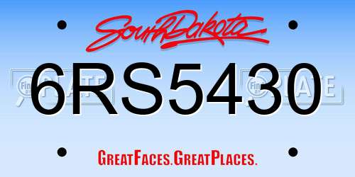 6RS5430 South Dakota License Plate