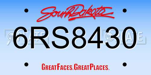 6RS8430 South Dakota License Plate