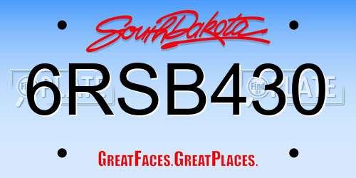 6RSB430 South Dakota License Plate