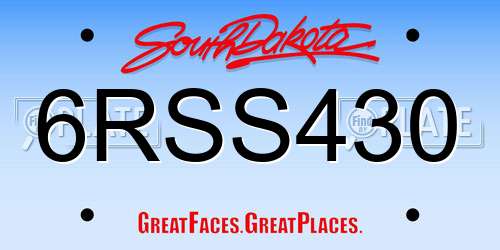 6RSS430 South Dakota License Plate