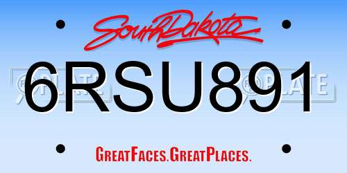 6RSU891 South Dakota License Plate