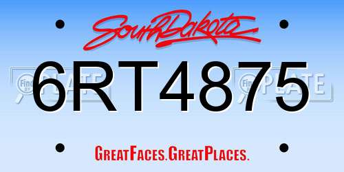 6RT4875 South Dakota License Plate