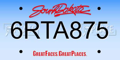 6RTA875 South Dakota License Plate