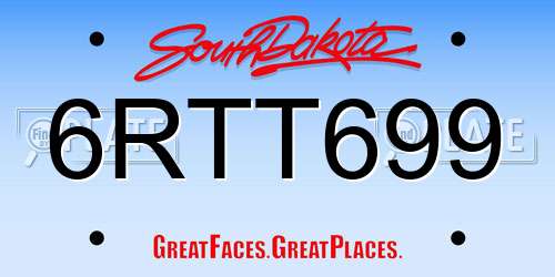 6RTT699 South Dakota License Plate