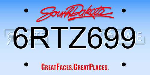 6RTZ699 South Dakota License Plate