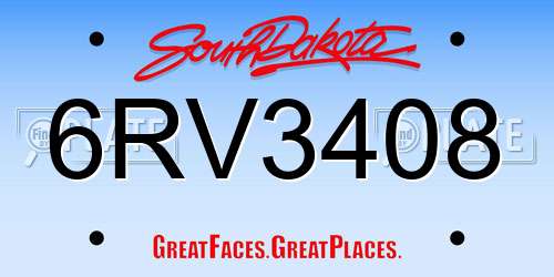 6RV3408 South Dakota License Plate