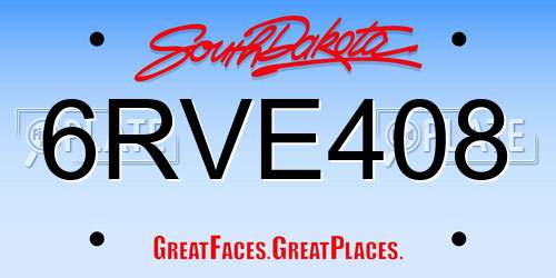 6RVE408 South Dakota License Plate