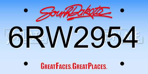 6RW2954 South Dakota License Plate
