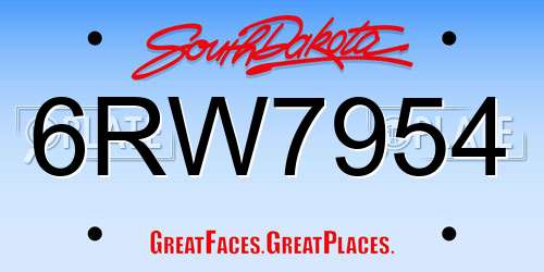 6RW7954 South Dakota License Plate