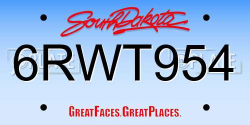 6RWT954 South Dakota License Plate