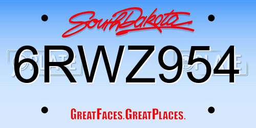6RWZ954 South Dakota License Plate
