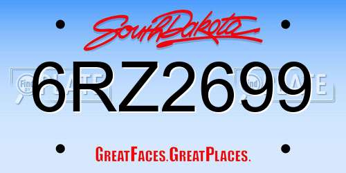 6RZ2699 South Dakota License Plate