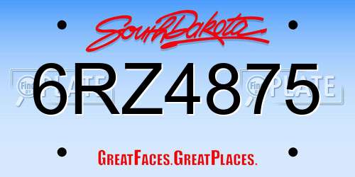 6RZ4875 South Dakota License Plate