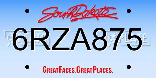 6RZA875 South Dakota License Plate