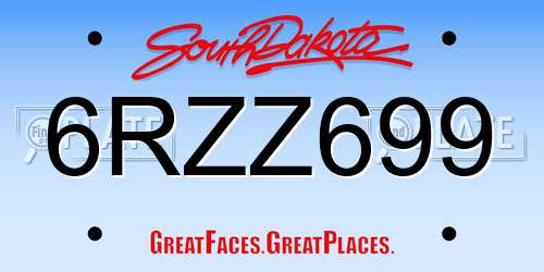 6RZZ699 South Dakota License Plate