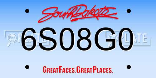 6S08G0 South Dakota License Plate