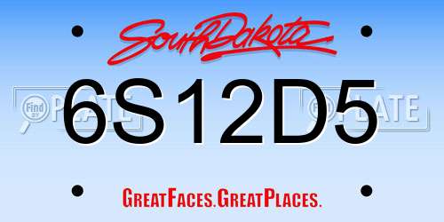 6S12D5 South Dakota License Plate