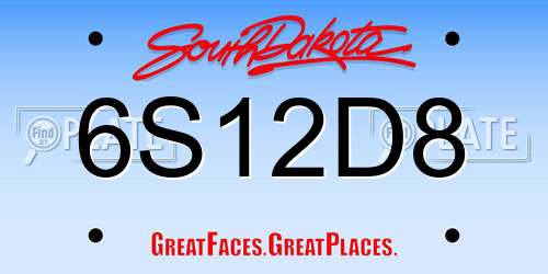 6S12D8 South Dakota License Plate