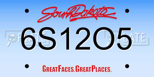 6S12O5 South Dakota License Plate