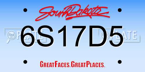 6S17D5 South Dakota License Plate