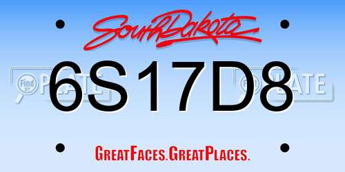 6S17D8 South Dakota License Plate