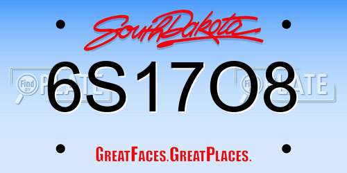 6S17O8 South Dakota License Plate