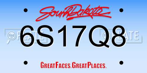 6S17Q8 South Dakota License Plate