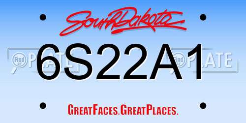 6S22A1 South Dakota License Plate