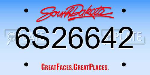 6S26642 South Dakota License Plate