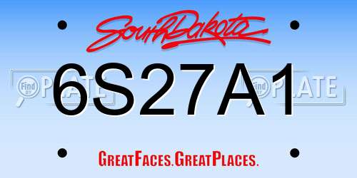6S27A1 South Dakota License Plate