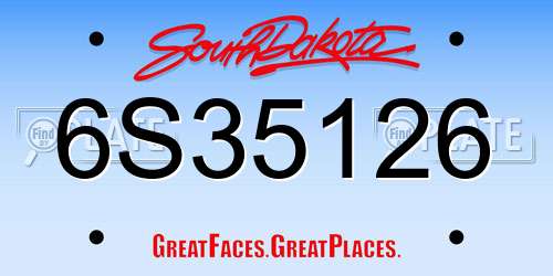 6S35126 South Dakota License Plate