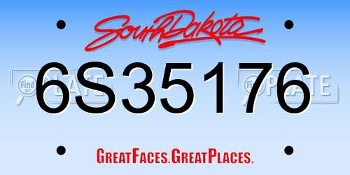 6S35176 South Dakota License Plate