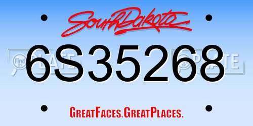 6S35268 South Dakota License Plate