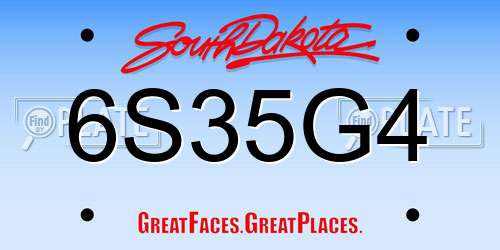 6S35G4 South Dakota License Plate