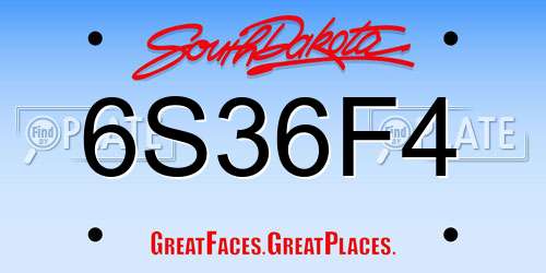 6S36F4 South Dakota License Plate