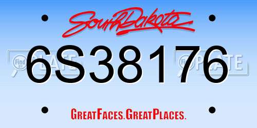 6S38176 South Dakota License Plate