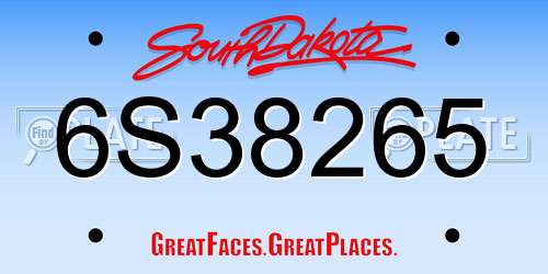 6S38265 South Dakota License Plate